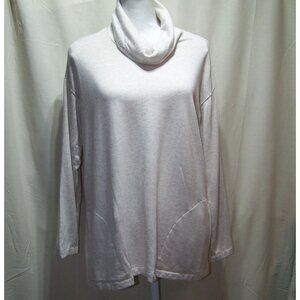 Pure Jill Tunic Top Cozy Athleisure Pullover Tan Medium Petite